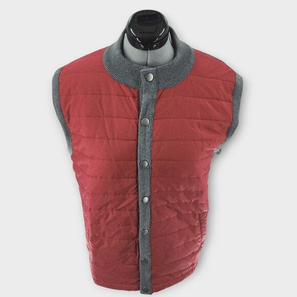 Barbour Vest Weather Comfort Men's XXL Red And Gray Full Snap Essential Gilet - Picture 2 of 8
